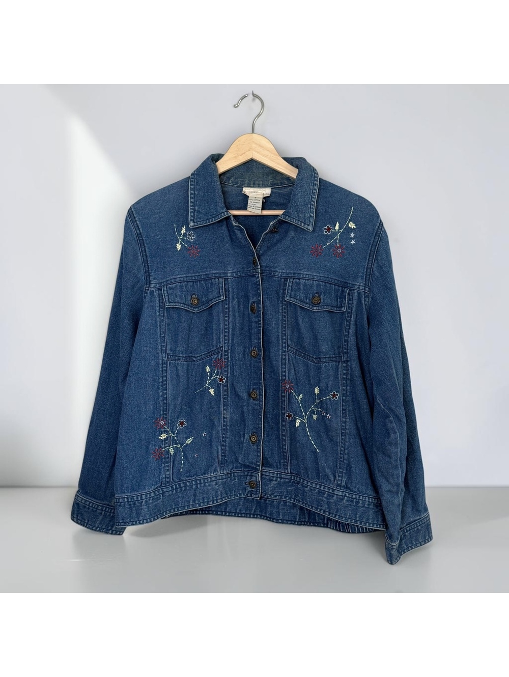 Floral Embroidered Denim Jacket Cottagecore Western Jean Jacket Alfred Dunner
